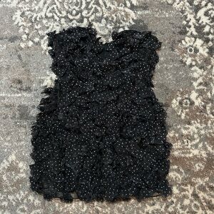 Black Ruffled Polka Dot Dress